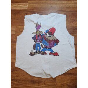 Vtge Looney Tunes By Freeze X-large Button Up Sleeveless No Boundaries Read